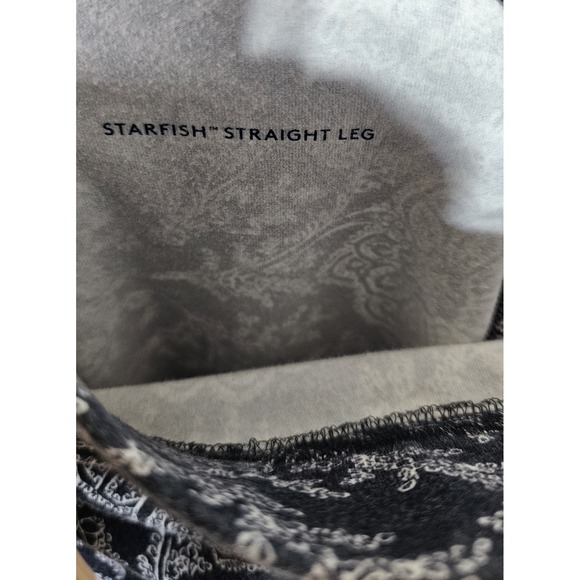 Lands End Starfish Straight Leg Pants Womens Size L Black White Floral Pull On - Picture 4 of 10